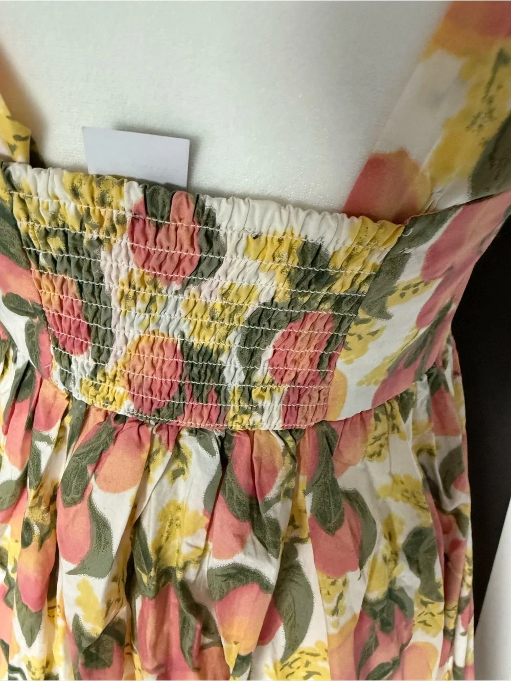 J. Crew Peach Print Square-Neck Maxi Dress in Pink, Yellow & Cream
